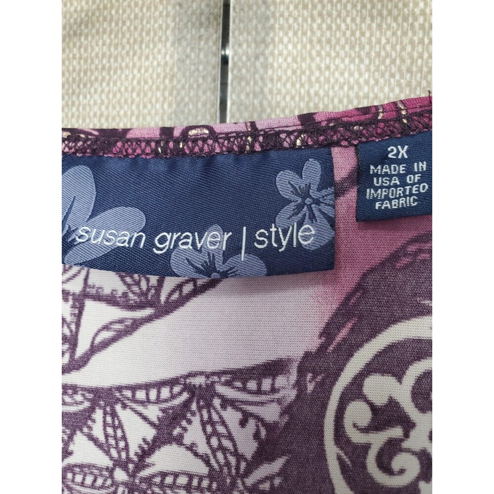 Susan Graver Liquidknit Mixed Pattern Split Neck … - image 3